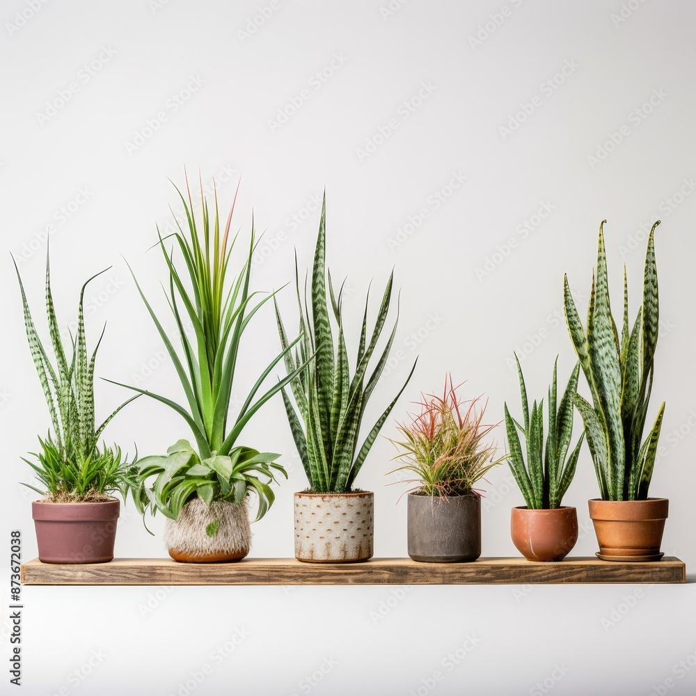 Fototapeta premium Potted Green Indoor Plants Isolated on White Background.