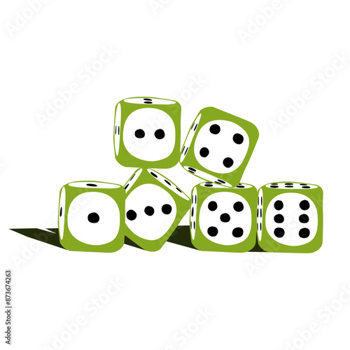 A stack of green cubes representing some dice