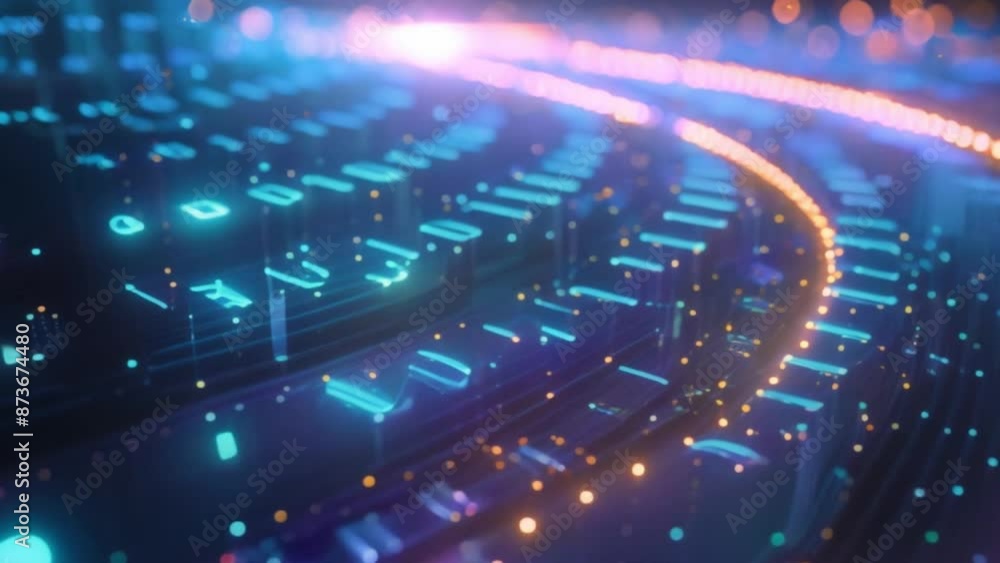 A blue circuit board with glowing lights suggests a technological concept for global communication and data flow footage A blue circuit board with glowing lights suggests a technological concept for global communication and data flow footage