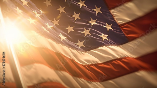 Memorial Day - American flag on the dark blue background texture, Generative AI.