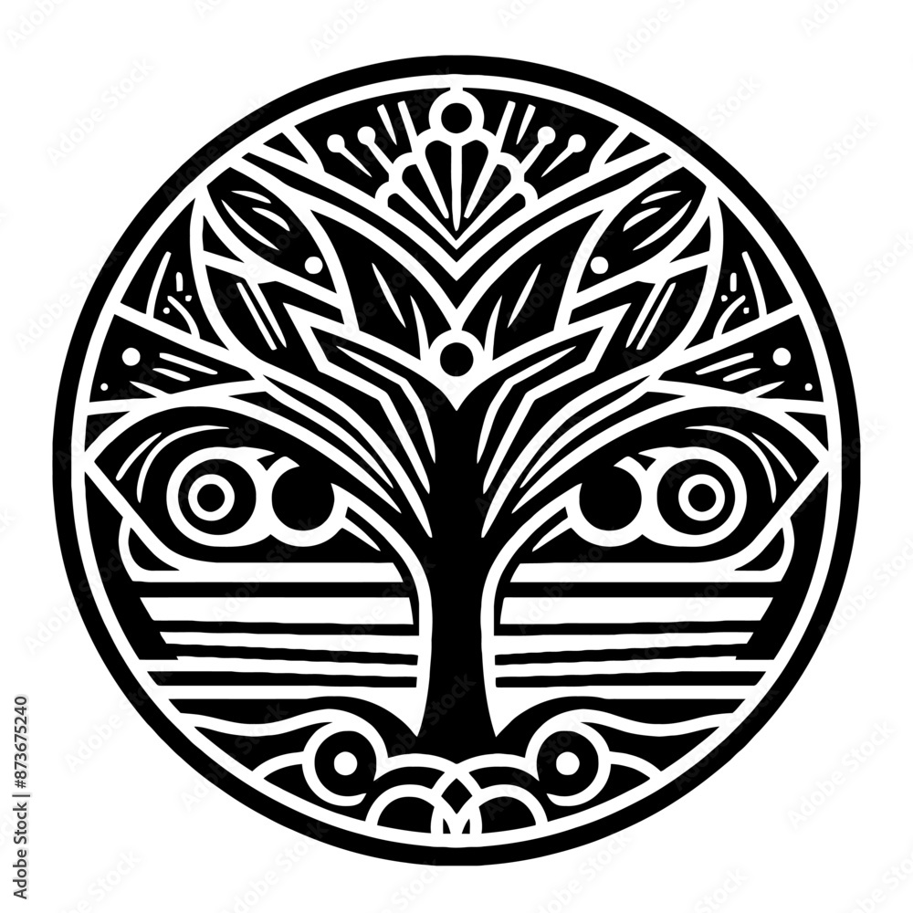 plant, tree in decorative emblem ornament, Victorian, art deco, art nouveau, boho, bohemian, folk, flourish plant, tree in decorative emblem ornament, Victorian, art deco, art nouveau, boho, bohemian, folk, flourish