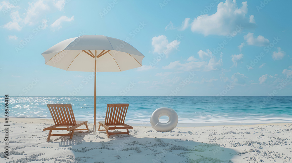 Obraz premium beach chairs and umbrella