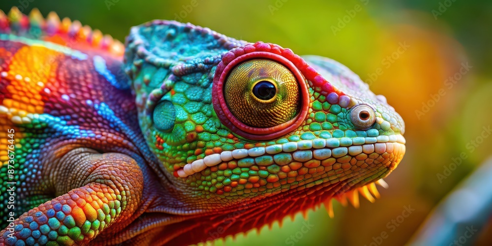 Close up of a colorful chameleon blending into its surroundings , chameleon, reptile, camouflaged, scales, vibrant, nature Close up of a colorful chameleon blending into its surroundings , chameleon, reptile, camouflaged, scales, vibrant, nature