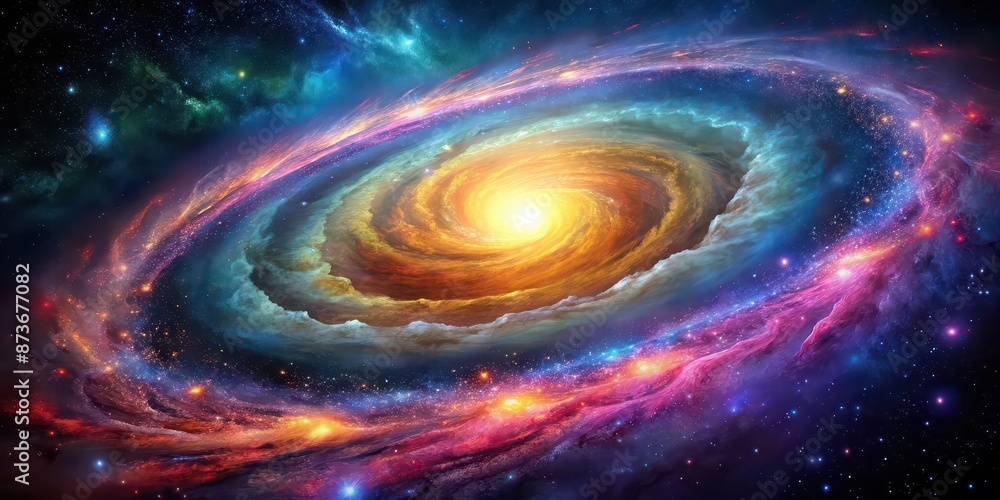 Spiral galaxy filled with vibrant colors and celestial beauty, cosmic, stars, space, astronomy Spiral galaxy filled with vibrant colors and celestial beauty, cosmic, stars, space, astronomy