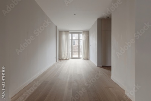 interior new house, empty room with white walls and wooden floor © Iigo