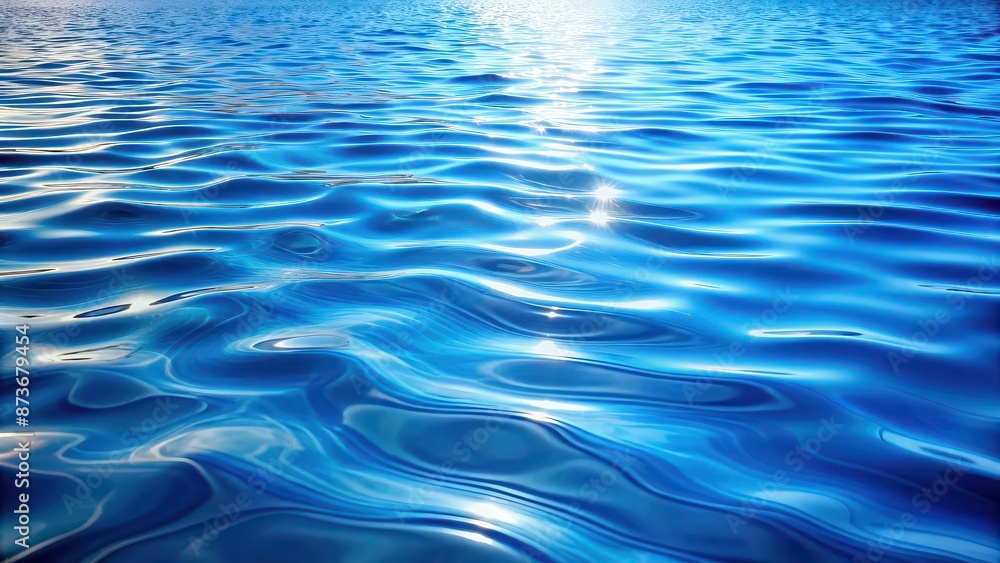 Fototapeta premium Blue water background with ripples and reflections, blue, water, background, ripples, reflections, nature, serene, calming, tranquil