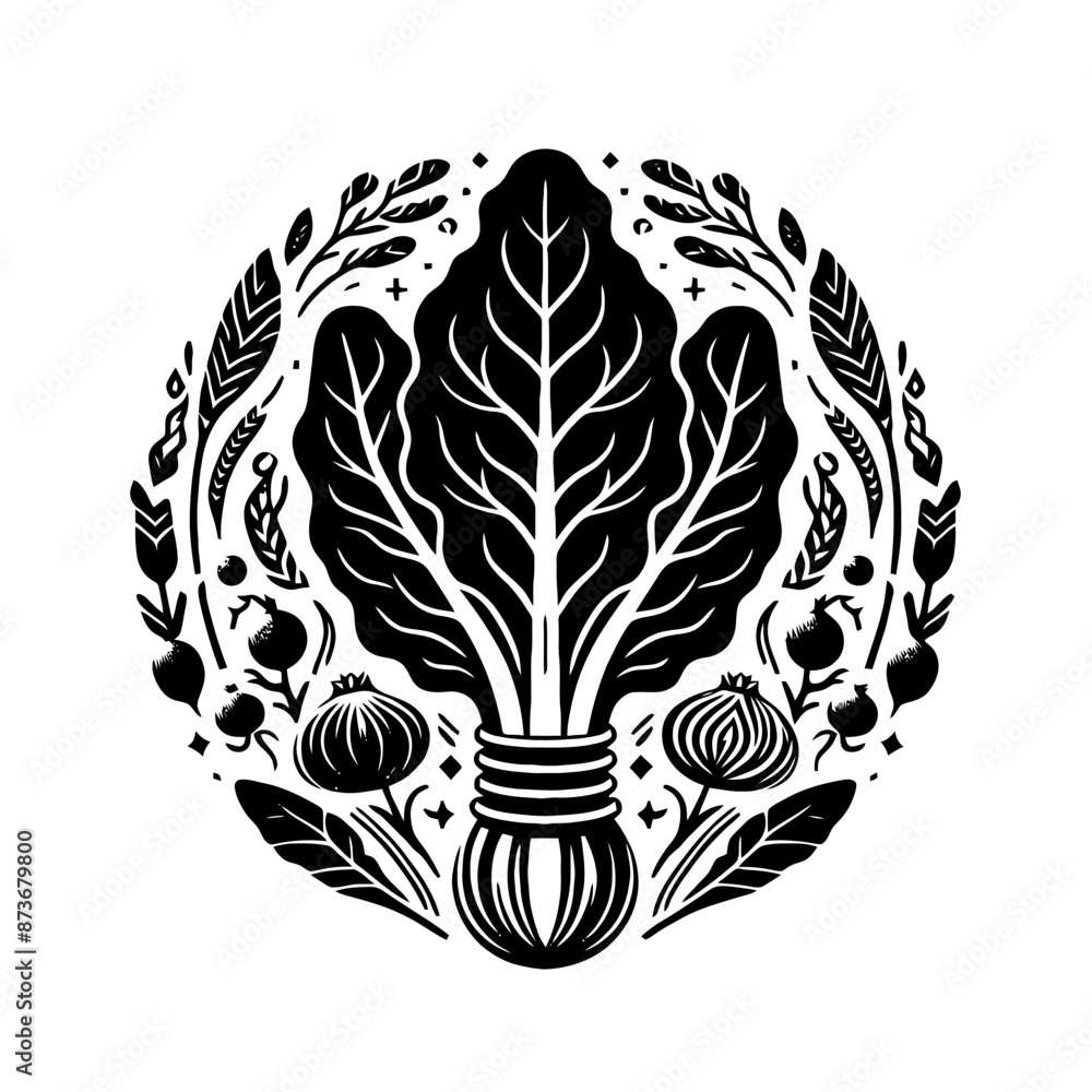 Swiss Chard vegetable in decorative emblem ornament, Victorian, art deco, art nouveau, boho, bohemian, folk, flourish Swiss Chard vegetable in decorative emblem ornament, Victorian, art deco, art nouveau, boho, bohemian, folk, flourish