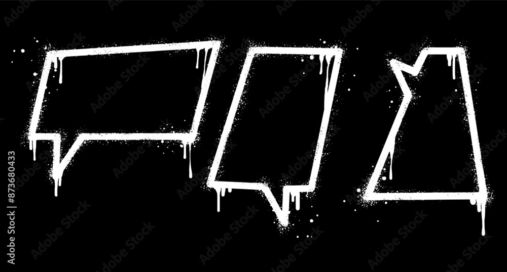 Fototapeta premium Set of Spray painted graffiti Speech bubble. isolated on black background. vector illustration