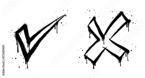 Check sign. Spray painted graffiti check mark in black over white. isolated on white background. vector illustration