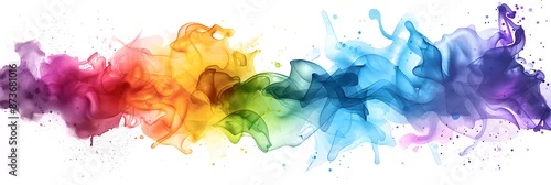 Panel kuchenny z motywem Abstract colorful rainbow color painting illustration - watercolor splashes, isolated on transparent background PNG