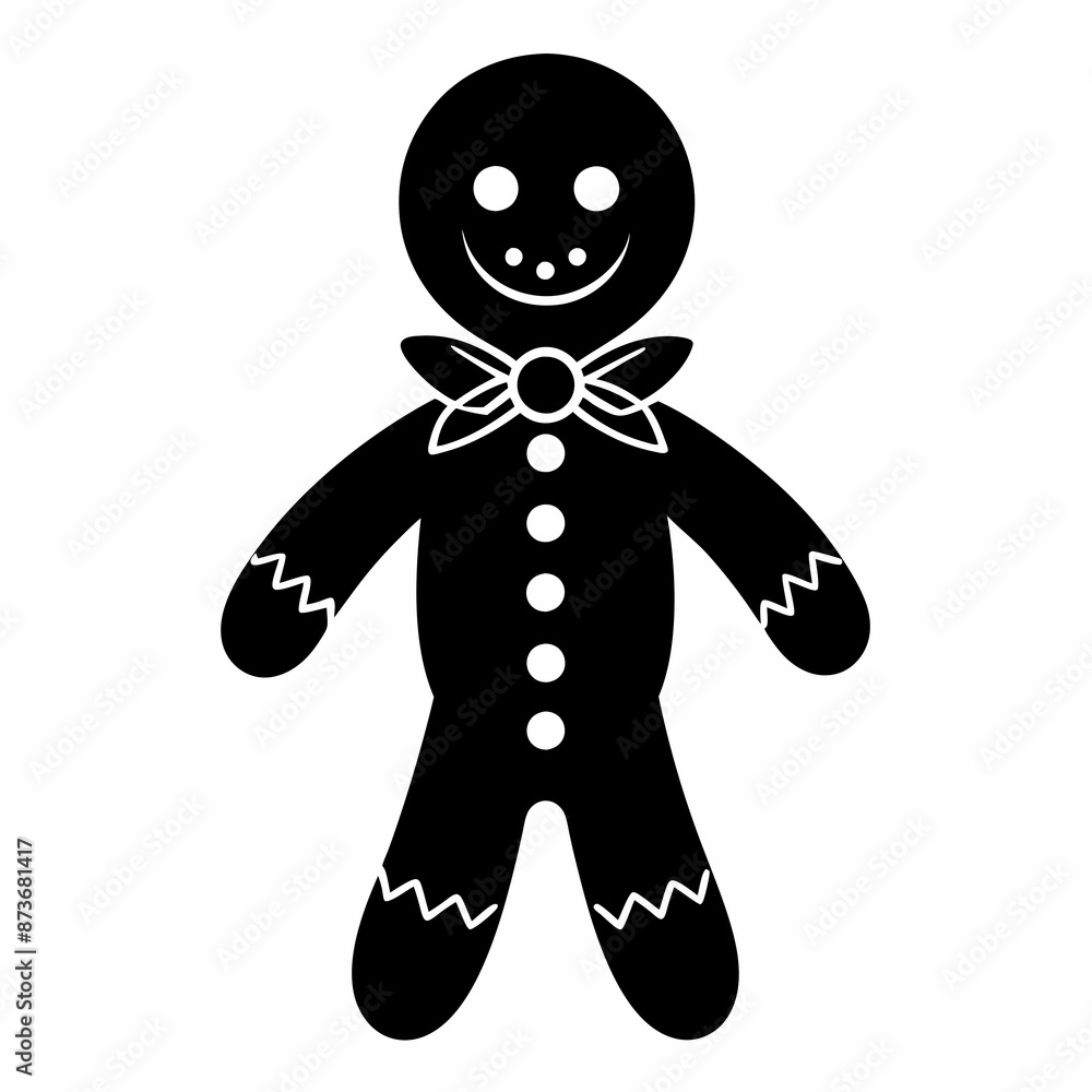 Gingerbread man holiday biscuit or cookie flat vector icon, Gingerbread man silhouette vector Gingerbread man holiday biscuit or cookie flat vector icon, Gingerbread man silhouette vector