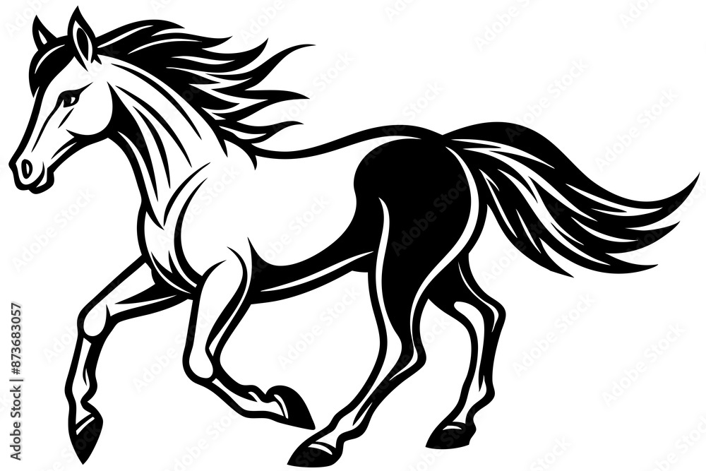 Running horse silhouette vector illustration Running horse silhouette vector illustration
