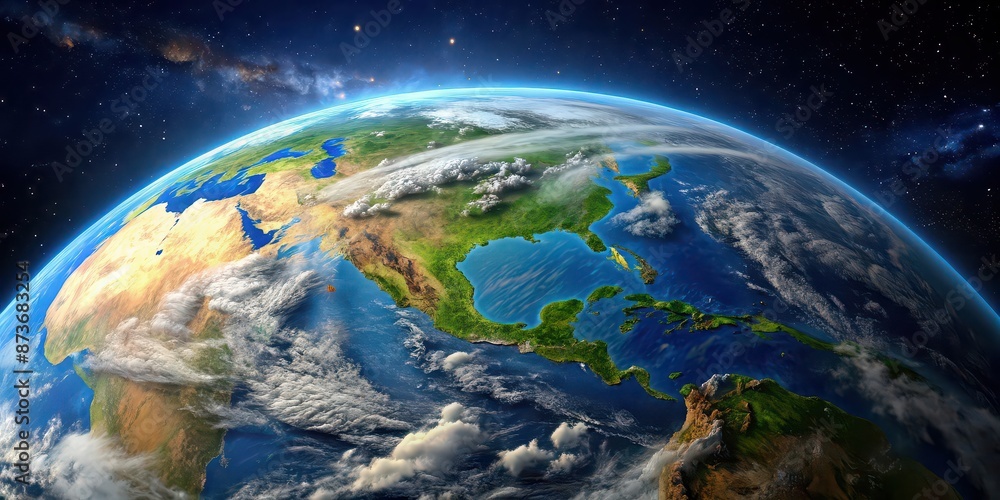 Fototapeta premium Aerial view of the earth's surface with rendering, aerial, view, earth, surface,rendering, landscape, flying