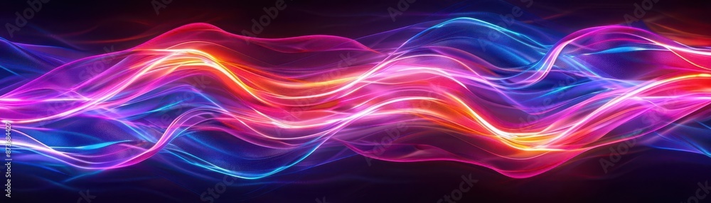 Vibrant multicolored neon light trails on a dark background, creating an abstract and dynamic visual effect, perfect for tech-themed projects. Vibrant multicolored neon light trails on a dark background, creating an abstract and dynamic visual effect, perfect for tech-themed projects.