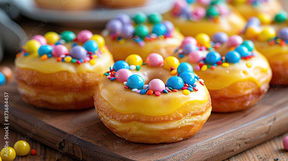 Delicious Glazed Donuts with Colorful Sprinkles Delicious Glazed Donuts with Colorful Sprinkles