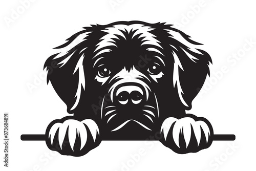 Peeking Dog Laser Cut File, Peeking Dog Silhouette Vector