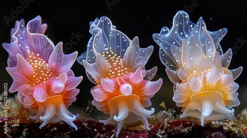 Colorful nudibranchs showcased with precise image spacing photo