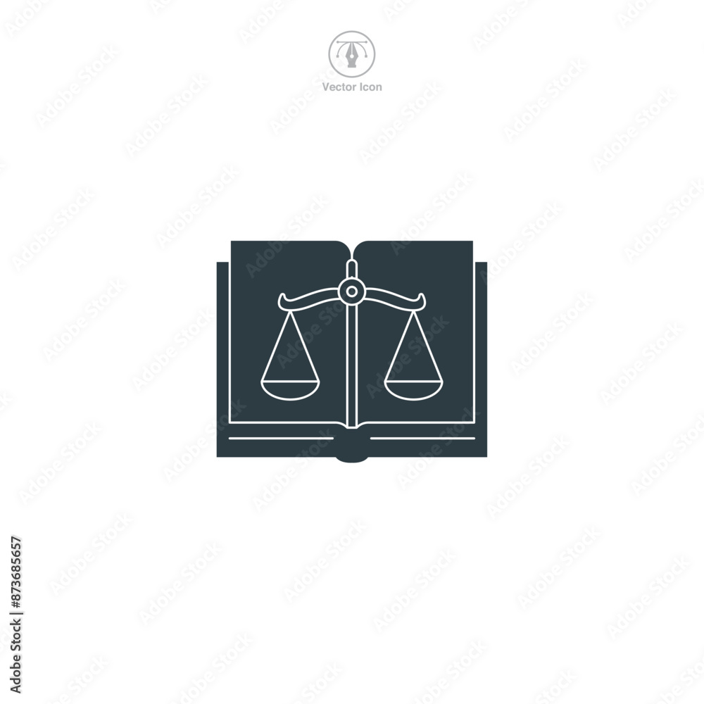 Law Book Icon. Legal and Law theme symbol vector illustration isolated on white background Law Book Icon. Legal and Law theme symbol vector illustration isolated on white background
