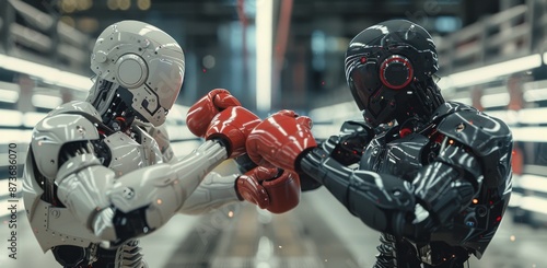 Two Robots Boxing In An Industrial Setting