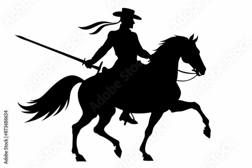 Silhouette of a horseman with a saber vector illustration 