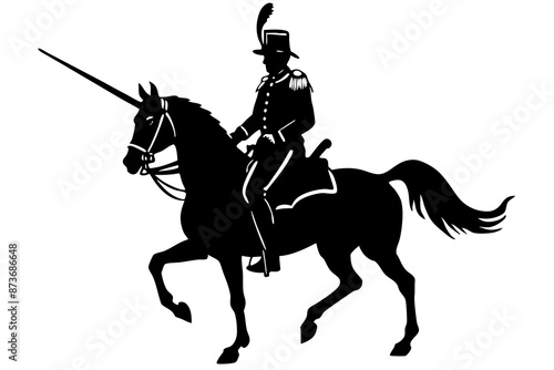 Silhouette of a horseman with a saber vector illustration 