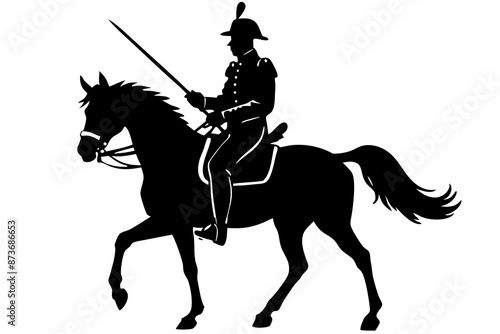Silhouette of a horseman with a saber vector illustration 