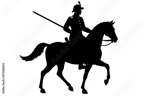 Silhouette of a horseman with a saber vector illustration 