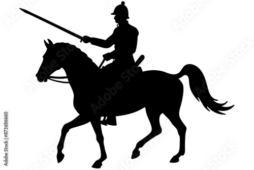 Silhouette of a horseman with a saber vector illustration 