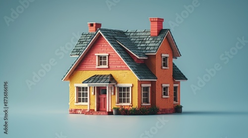 Wallpaper Mural A Miniature House with a Red Door and a Grey Roof Torontodigital.ca