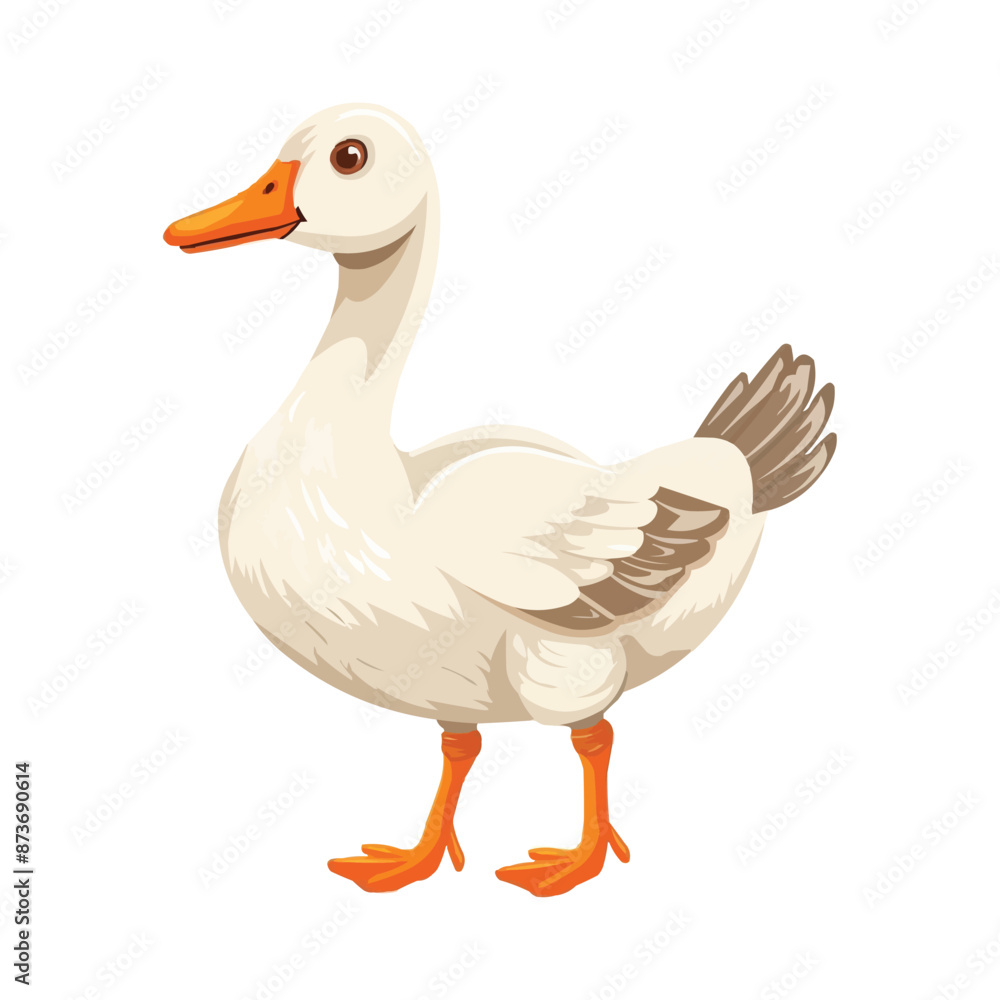 Cartoon cute goose isolated on white solid background Cartoon cute goose isolated on white solid background