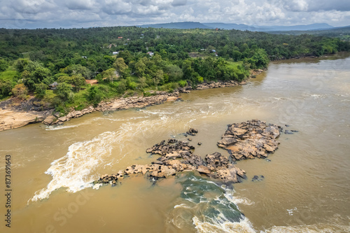 Aerial view of Mun River at Kaeng Tana National Park, Ubon Ratchathani, Thailand photo