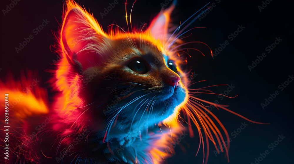 Neon Cat Portrait Illustration Neon Cat Portrait Illustration