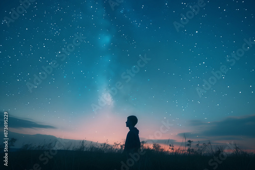 Man looking up at the starry sky