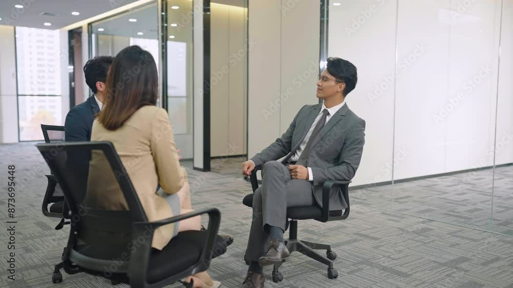 Business people having meeting in empty office Business people having meeting in empty office