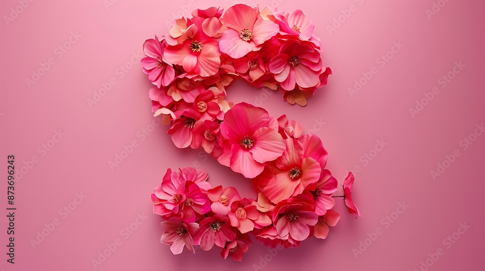 Alphabet flower concept with S letters isolated on hot pink background Alphabet flower concept with S letters isolated on hot pink background