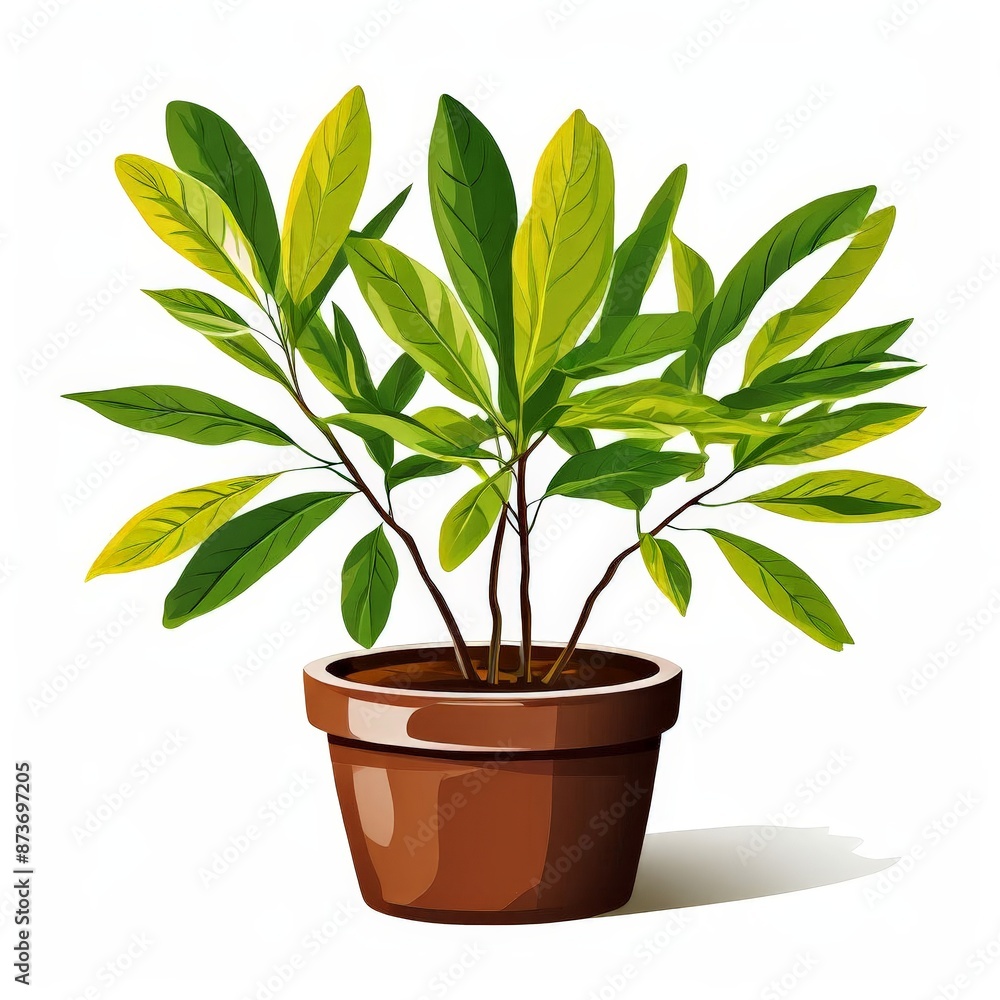 A cassia plant in pot vector drawing on white background. A cassia plant in pot vector drawing on white background.