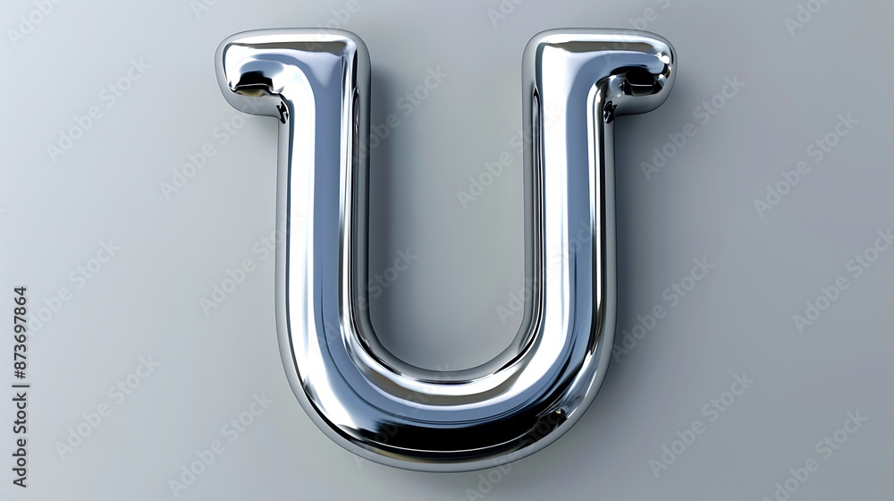 Alphabet silver concept with U letters isolated on silver background Alphabet silver concept with U letters isolated on silver background