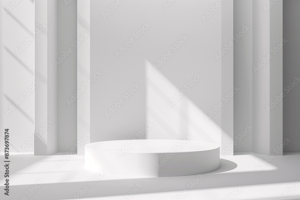 3d abstract background white podium for product presentation and brand advertising with shadow of windows, Empty scene for mock up 3d abstract background white podium for product presentation and brand advertising with shadow of windows, Empty scene for mock up