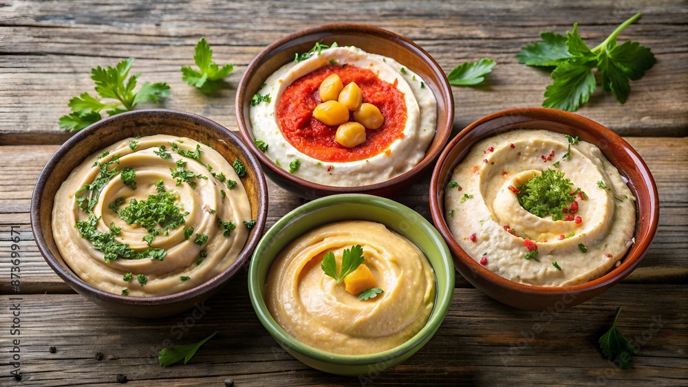 Three hummus variety Three hummus variety