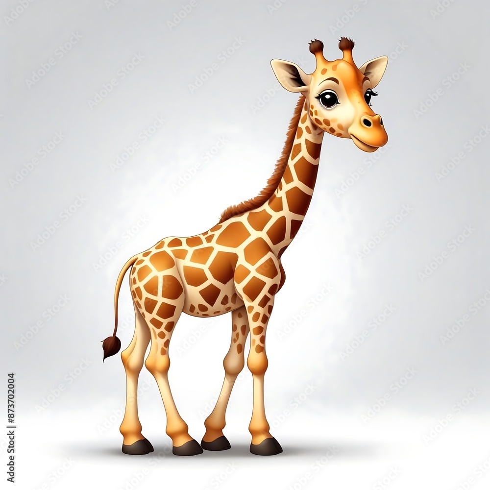 Cartoon giraffe with big eyes and brown spots. Suitable for childrens books, nursery decor, stationery, and educational materials. Cartoon giraffe with big eyes and brown spots. Suitable for childrens books, nursery decor, stationery, and educational materials.