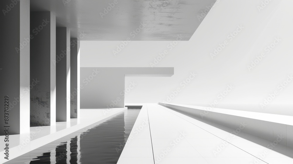 Obraz premium Minimalist Architecture with a Water Feature