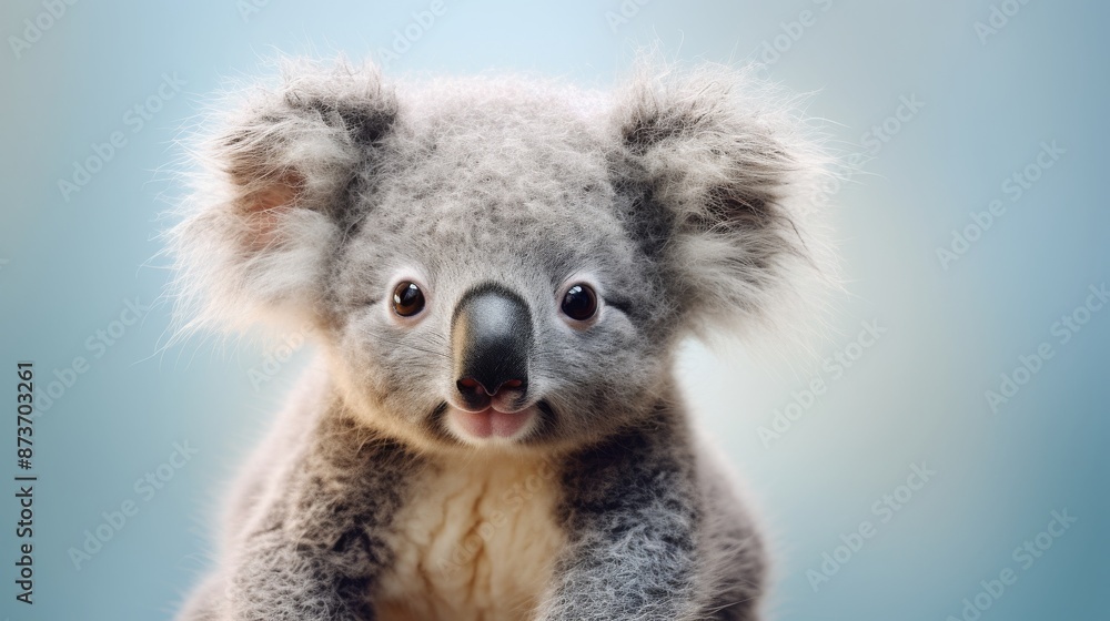 Adorable Koala Bear on blue background. Cute Australian animal wildlife portrait. Adorable Koala Bear on blue background. Cute Australian animal wildlife portrait.