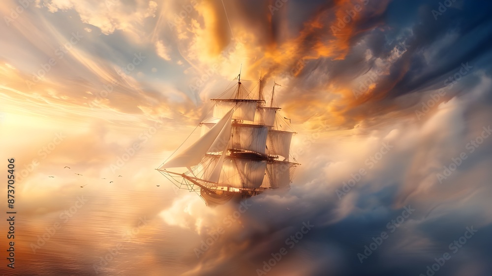 Obraz premium Sailing Through the Clouds.