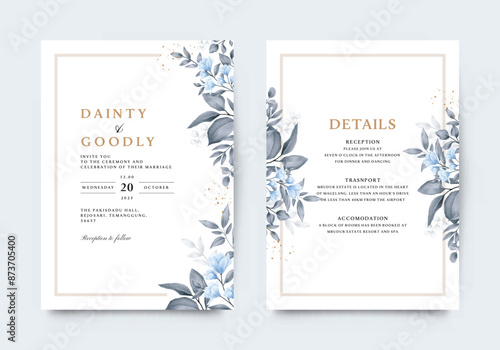 Elegant wedding invitation with watercolor floral