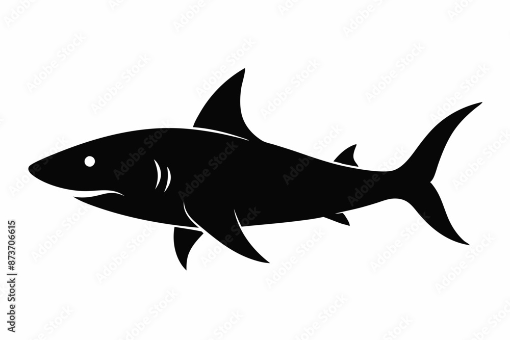 Fototapeta premium Shark vector illustration, shark jumping isolated on white, shark silhouette, shark vector art