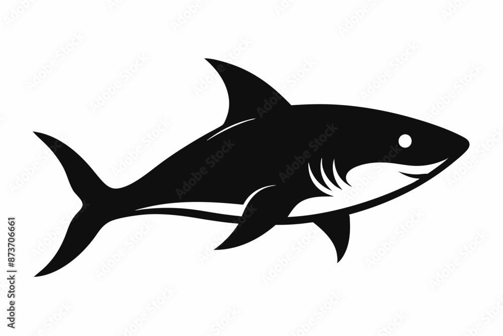 Shark vector illustration, shark jumping isolated on white, shark silhouette, shark vector art Shark vector illustration, shark jumping isolated on white, shark silhouette, shark vector art