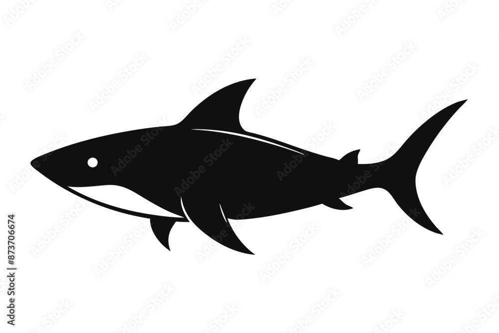 Naklejka premium Shark vector illustration, shark jumping isolated on white, shark silhouette, shark vector art
