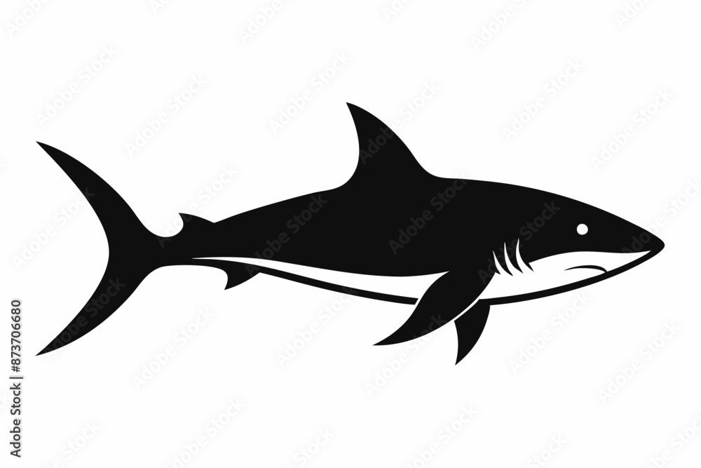 Shark vector illustration, shark jumping isolated on white, shark silhouette, shark vector art Shark vector illustration, shark jumping isolated on white, shark silhouette, shark vector art