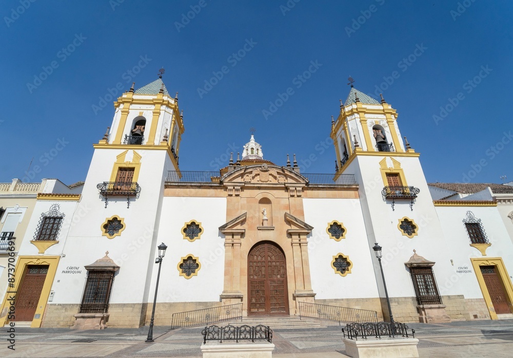 Fototapeta premium A beautiful view of the Church of Our Lady of La Merced in Ronda, Spain, under a clear blue sky