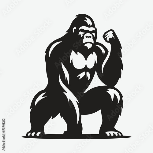 Wallpaper Mural Print Majestic Gorilla Silhouette: Power and Grace Captured in Shadow Torontodigital.ca